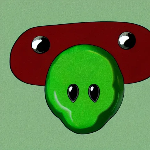 Image similar to Green Sausage with eyes and fangs, fine details, concept art