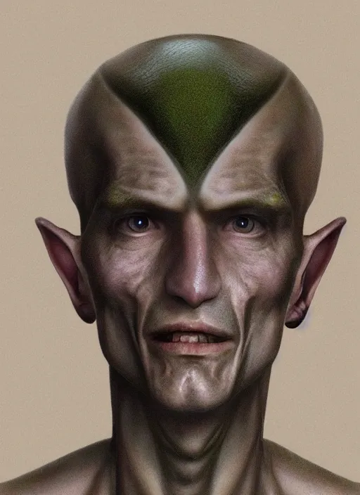 Image similar to a hyper realistic portrait of a handsome male alien