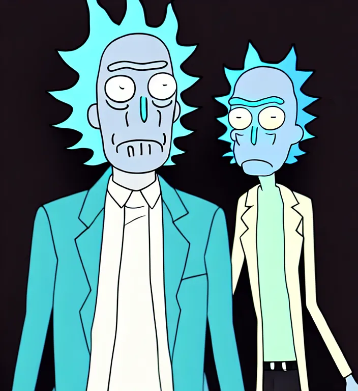 Image similar to white man with black fabric mask, short dark hair, true anatomy!, digital painting, style of rick and morty!!!