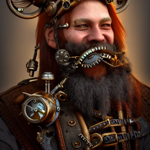 Image similar to steampunk viking, highly detailed, 4k, HDR, award-winning, artstation, octane render