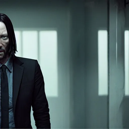 Image similar to thom yorke as john wick professional photo shot