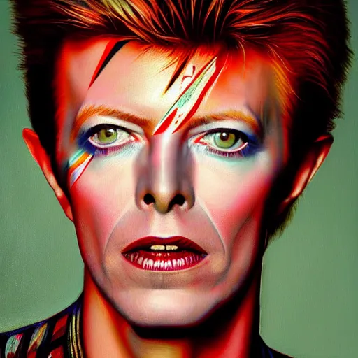 Prompt: high quality high detail painting by david bowie, hd, portrait, dramatic lighting