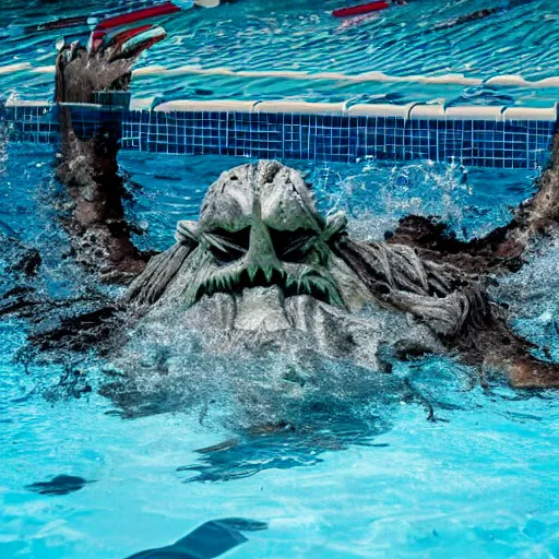 Image similar to a photograph of a monster from the pool