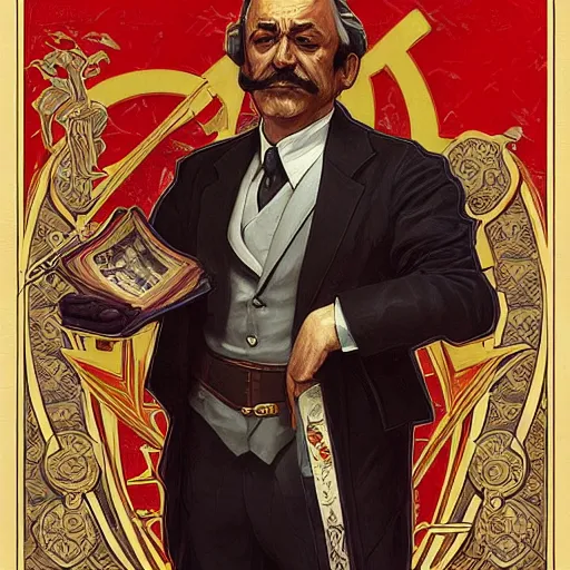 Prompt: [Communist Fernandel as president of France! as GTA character, mystic ninja, closeup, D&D, intricate, elegant, highly detailed, digital painting, artstation, concept art, matte, sharp focus, illustration, art by Artgerm and Greg Rutkowski and Alphonse Mucha]