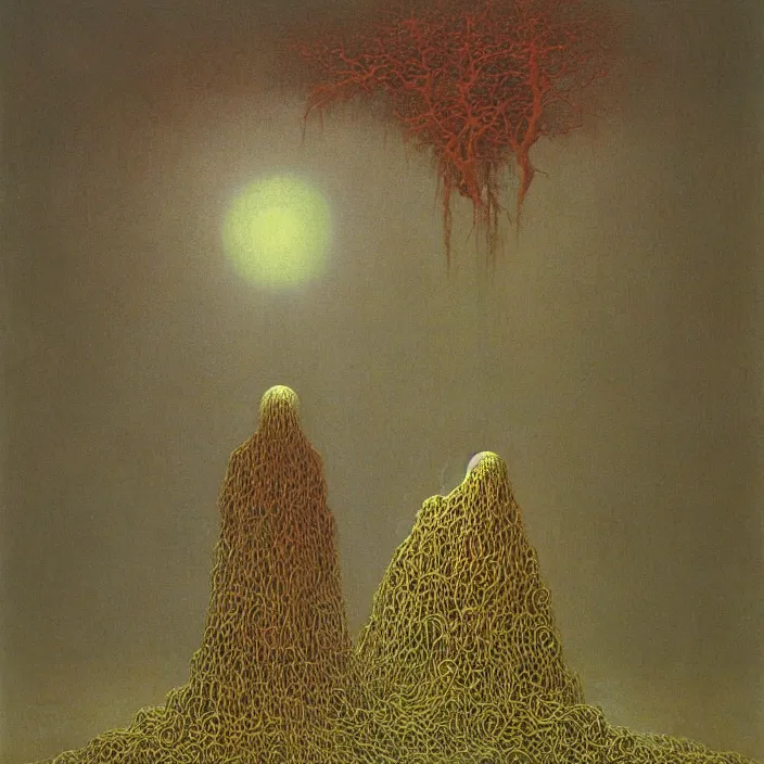 Image similar to a painting of god by zdzislaw beksinski