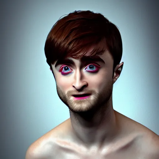 Image similar to hybrid of daniel radcliffe and a!! radish!!, film still,!! red skin!!,!! leaf ears!!, professional makeup, unreal engine 5, render, seeds, 8 k, trending on artstation