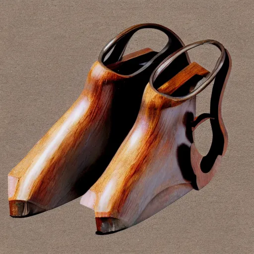 Prompt: medieval turnshoes, product design, studio