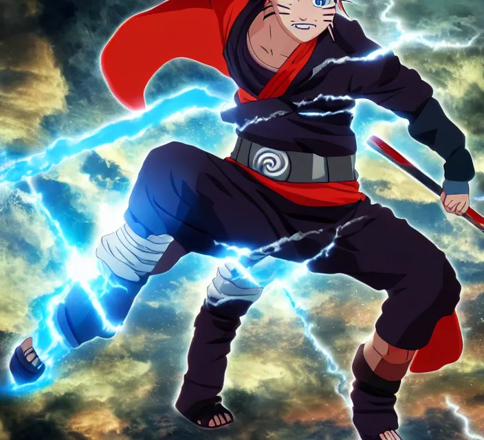 Prompt: naruto as thor, anime, 8 k resolution, realistic