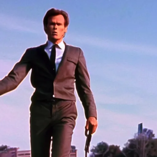 Image similar to Live Action Still of Jerma985 in Dirty Harry, real life, hyperrealistic, ultra realistic, realistic, highly detailed, epic, HD quality, 8k resolution, body and headshot, film still