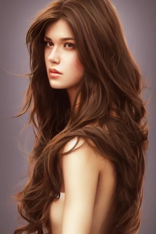 Prompt: a gorgeous female with long brown hair in the style of stefan kostic, realistic, full body, sharp focus, 8 k high definition, insanely detailed, intricate, elegant, art by stanley lau and artgerm