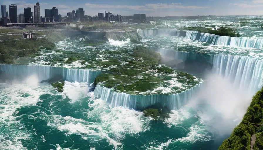 Prompt: beautiful illustration of niagara falls, colorful, unreal engine, hyper realism, realistic shading, cinematic composition, realistic render, octane render, detailed textures, photorealistic, wide shot