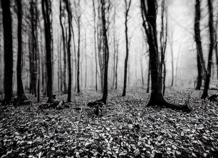 Prompt: snakes in the wood by Jakub Rozalski, lomography photo, blur, monochrome, 35 mm