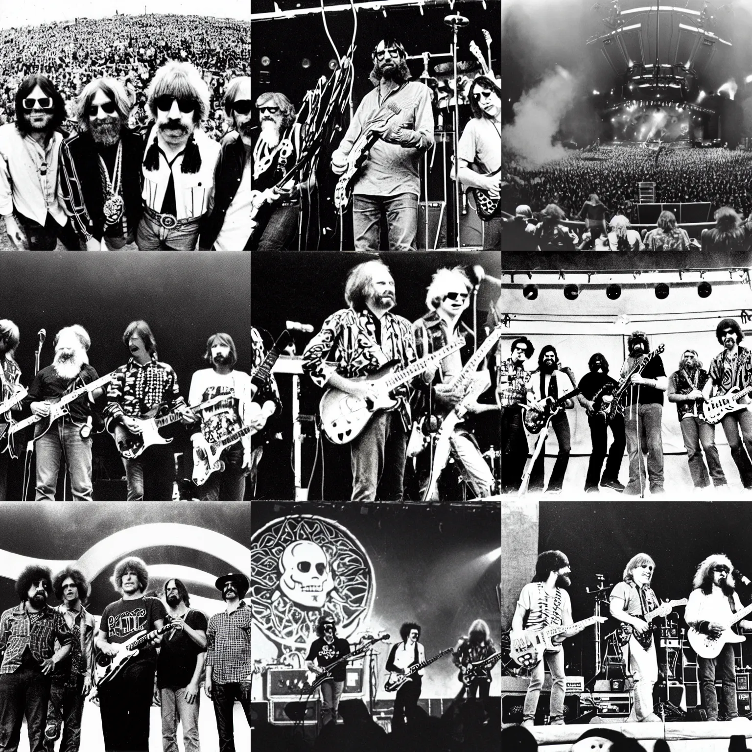 Prompt: pop smoke on stage with the Grateful dead, photo