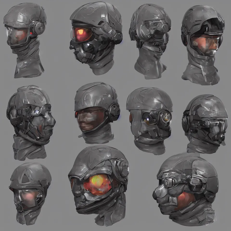 cyber nano headgear vision operative mercenary bust | Stable Diffusion ...