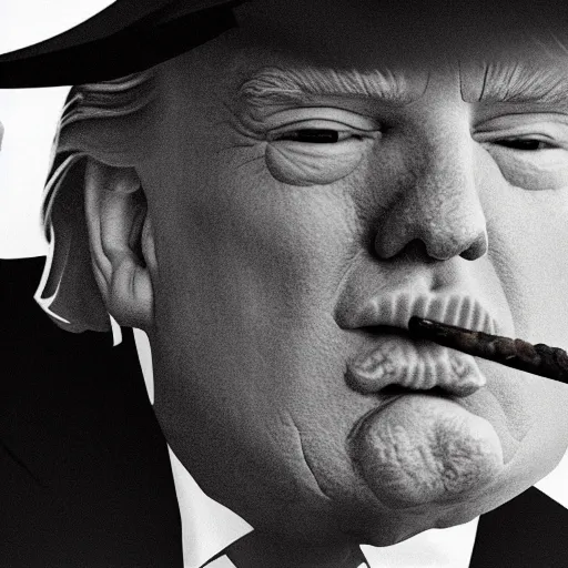 Image similar to a high detail photo of donald trump smoking a cigarrette, subject= donald trump, subject detail: extremly detailed, subject action: smoking a cigar, photorealism, dramatic lighting, award winning photograph, trending on artstation