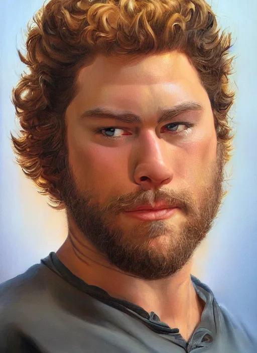 Image similar to a portrait of seth rogan, art by boris vallejo and greg danton and denys tsiperko, detailed, hyperrealism, artstation