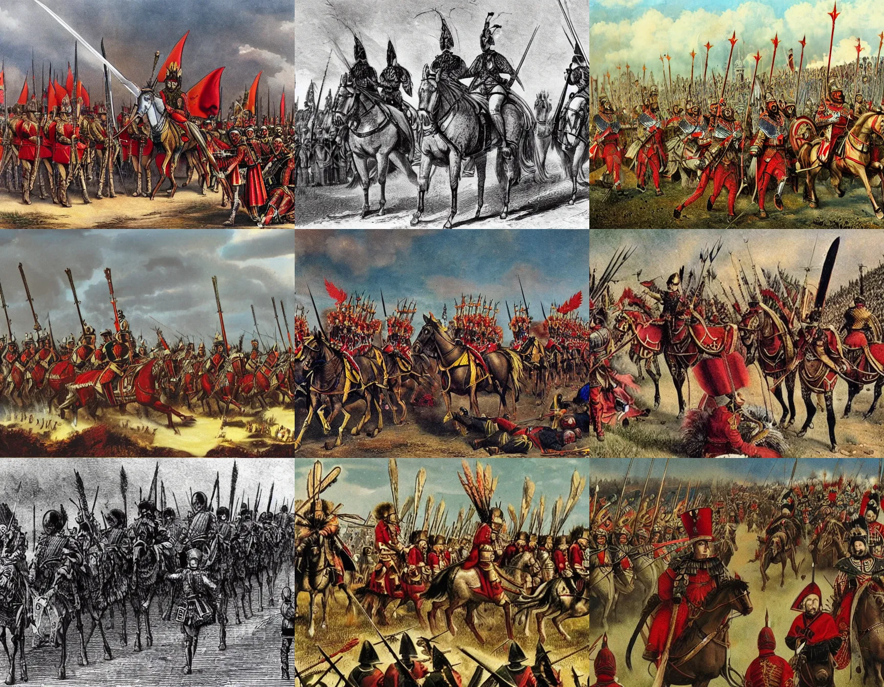 Prompt: Winged hussars arrive at the Siege of Vienna