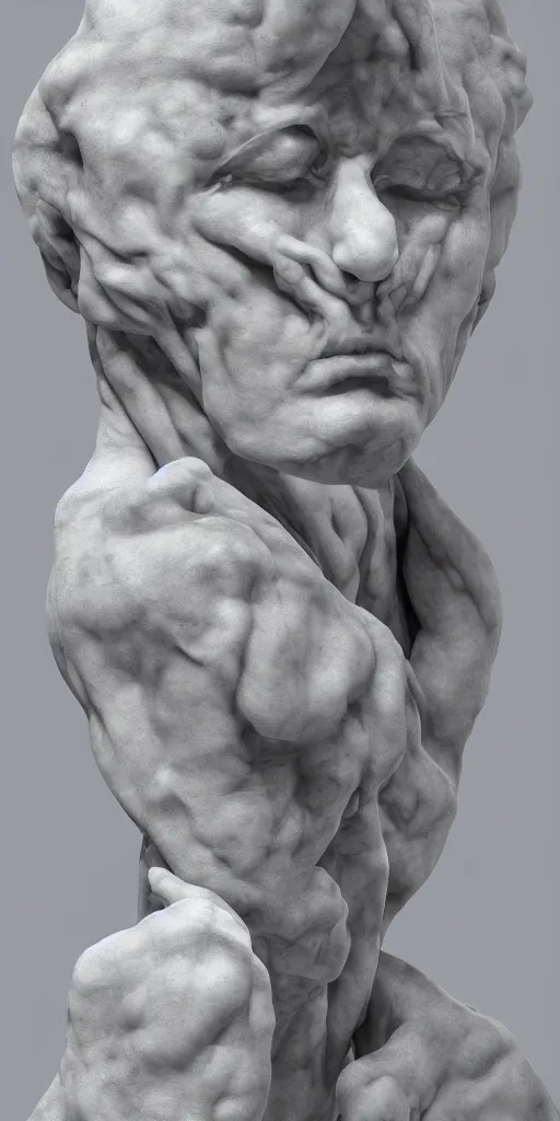 Prompt: a sculpture made out of marble!!! different realm, cinematic, dark fantasy, acrylic palette knife, high detail, hyper realism, ray tracing, 4 k resolution, 8 k resolution, full hd, by michelangelo