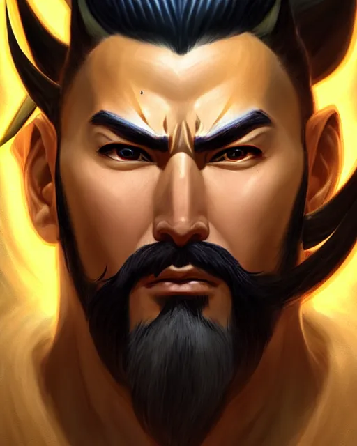 Image similar to hanzo from overwatch, character portrait, portrait, close up, highly detailed, intricate detail, amazing detail, sharp focus, vintage fantasy art, vintage sci - fi art, radiant light, caustics, by boris vallejo