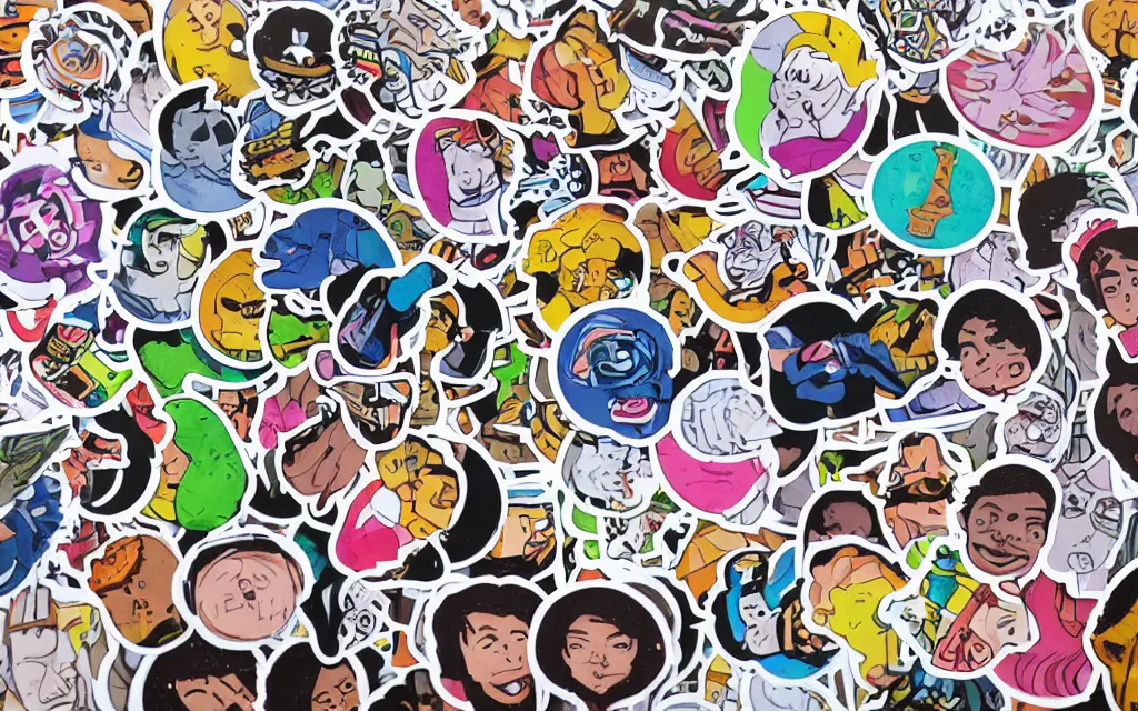 Prompt: stickers with heads