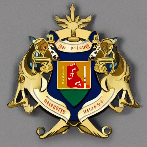 Image similar to high school badge, private school, coat of arms, two - and - a - half dimensions