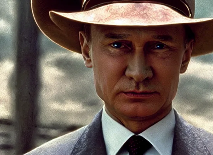 Image similar to film still, vladimir putin in the movie indiana jones