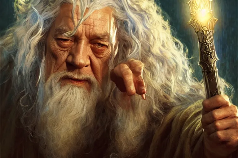 Prompt: gandalf in the marvel cinematic universe, character design, painting by gaston bussiere, craig mullins, j. c. leyendecker,