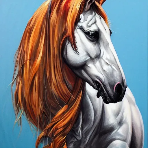 Image similar to beautiful horse by sandra chevrier, artstation, hd