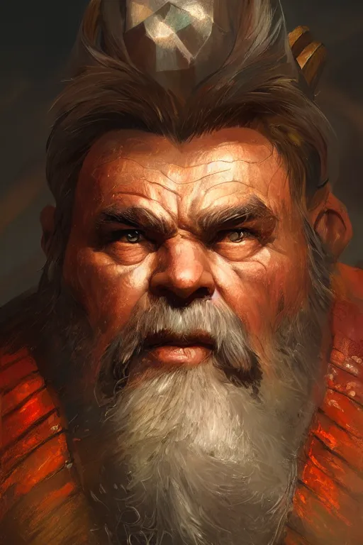 Prompt: dungeons and dragons dwarf warrior character closeup portrait, dramatic light, lake background, 2 0 0 mm focal length, painted by stanley lau, painted by greg rutkowski, painted by stanley artgerm, digital art, trending on artstation