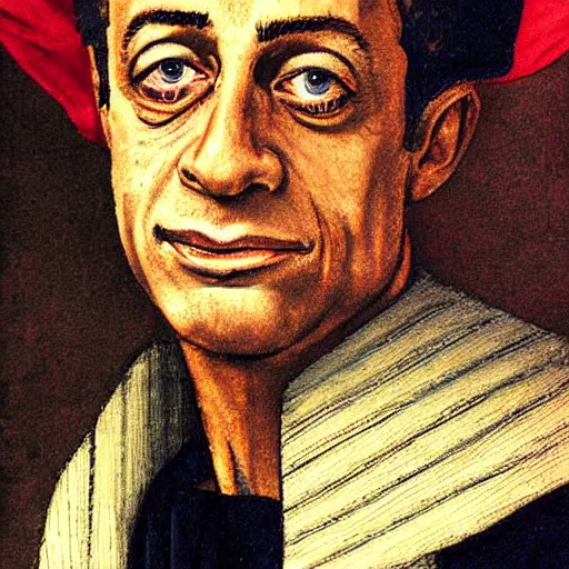 Prompt: a high quality and very detailed portrait of Nicolas Sarkozy, medieval art