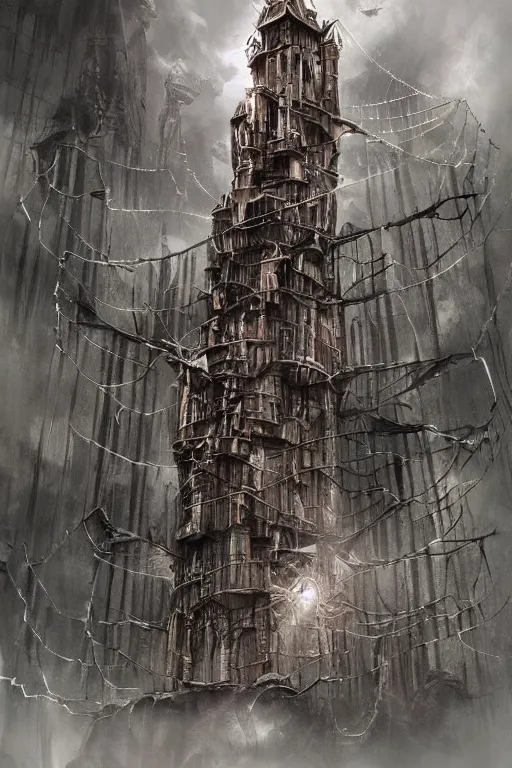 Prompt: the spider tower. fantasy art concept art. hyper realistic.