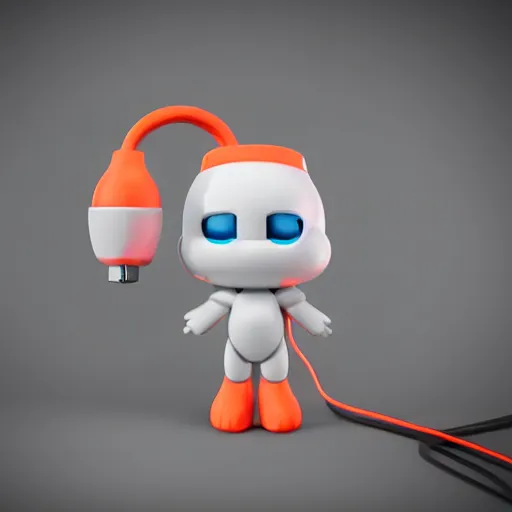 Prompt: digital painting of a adorable plug head mascot, figurine, detailed product photo. octane render, futuristic, bright electric arc, 8k