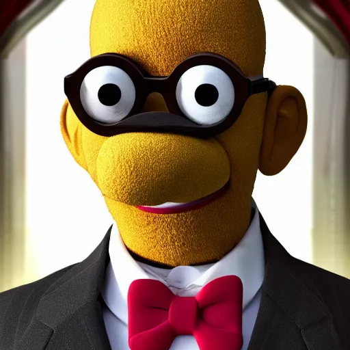 Prompt: gus fring as a muppet, 8 k, 3 d, professional