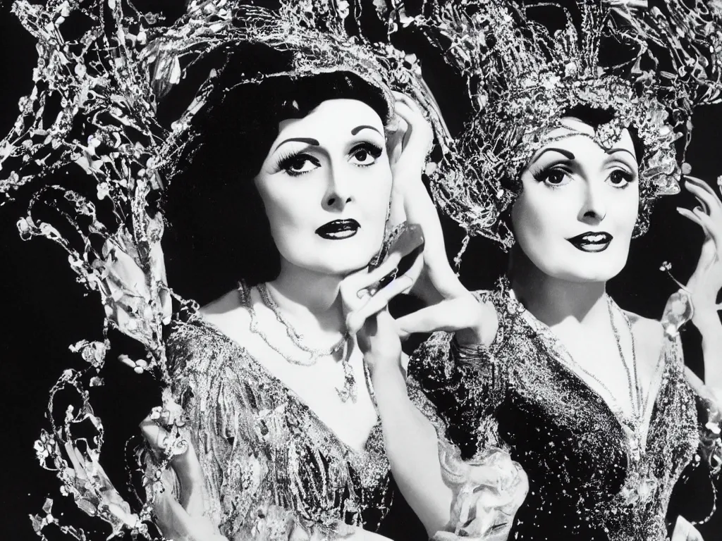 Image similar to Norma Desmond as a Disney Princess, highly detailed, 8k resolution