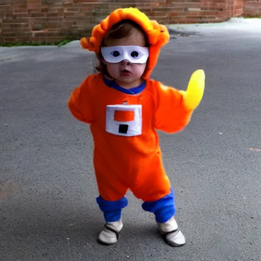 Image similar to cute baby chick dressed as an inmate