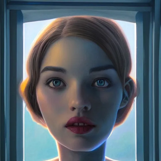 Prompt: Lofi portrait at a window, Pixar style by Stanley Artgerm and Tom Bagshaw and Tristan_Eaton and Tim Burton