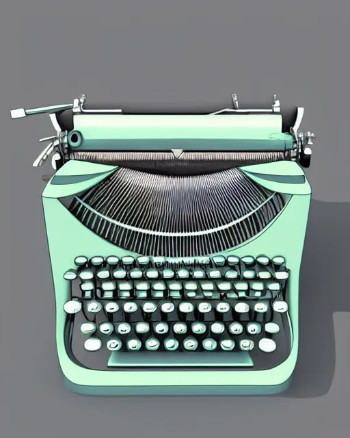 Image similar to digital illustration of a retro typewriter. 3 d. pastel