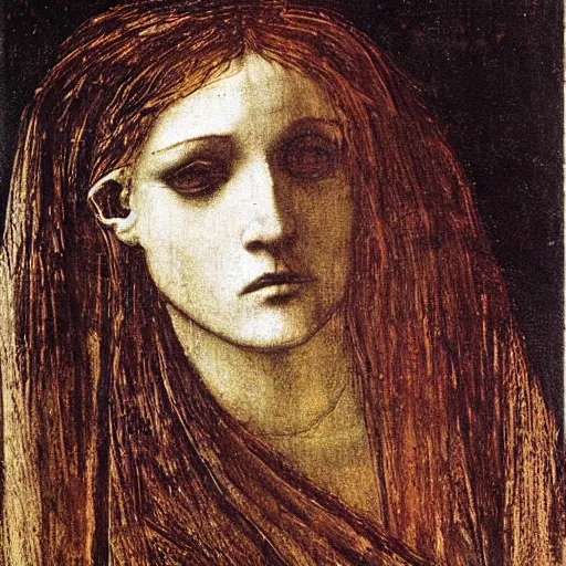 Prompt: portrait of beautiful witch circe in the odyssey, art by leonardo da vinci