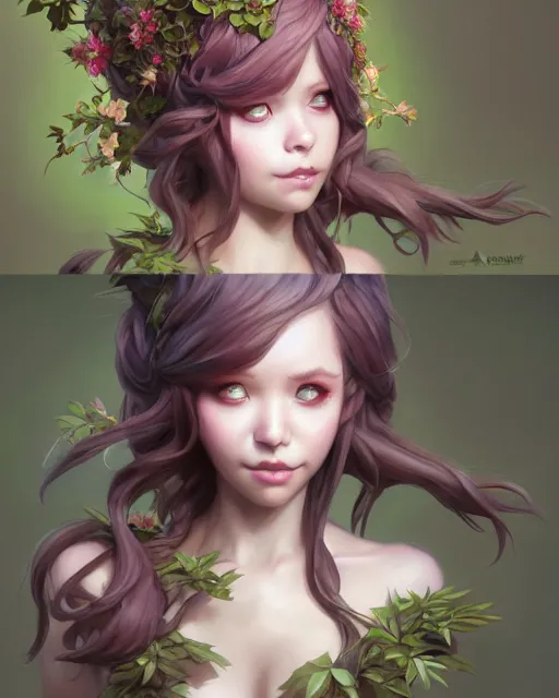 Image similar to character concept art of ssunbiki as a dryad | | foliage clothing, cute - fine - face, pretty face, realistic shaded perfect face, fine details by stanley artgerm lau, wlop, rossdraws, james jean, andrei riabovitchev, marc simonetti, and sakimichan, tranding on artstation