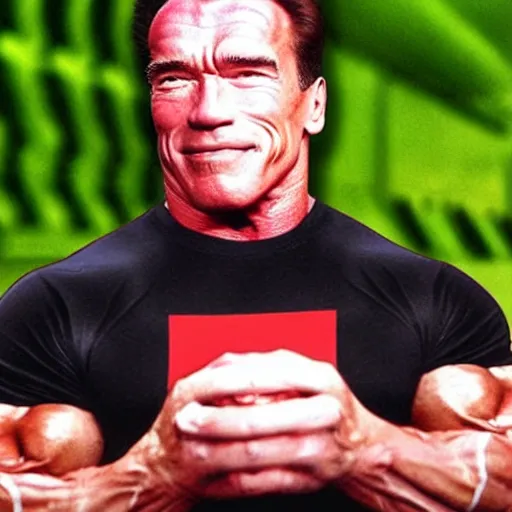 Image similar to a photo of arnold schwarzenegger made out of schwarzwalder kirschtorte