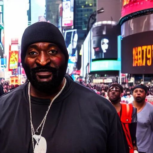 Image similar to ghostface from the scream movie franchise walking in times square