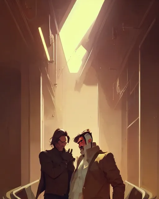 Image similar to hyper - realistic portrait of brunet noble men by atey ghailan, by greg rutkowski, by greg tocchini, by james gilleard, by joe fenton, by kaethe butcher, dynamic lighting, gradient light yellow, brown, blonde cream and white color scheme, grunge aesthetic