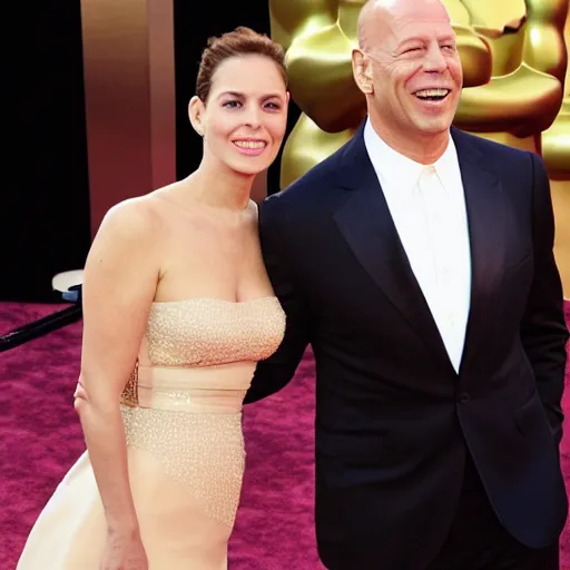 Prompt: bruce willis winnig an oscar