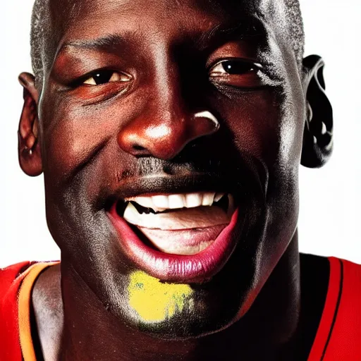 Image similar to Photo of Michael Jordan as spynx, gold, metalic skin, close-up, very detailed facial features, by Martin Schoeller