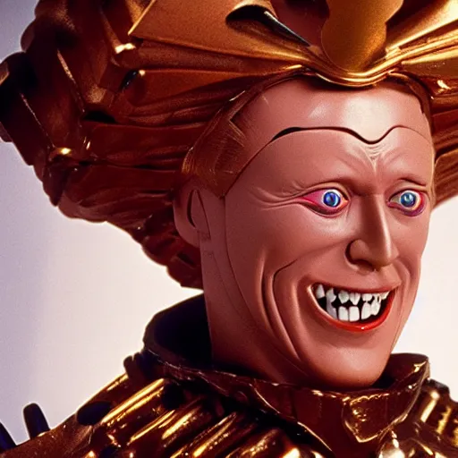 Image similar to a still from a tv commercial for an action figure of happy christopher walken as the tin man from the wiz the movie, singing & dancing, 4 k, highly detailed, award winning, look at all that detail!