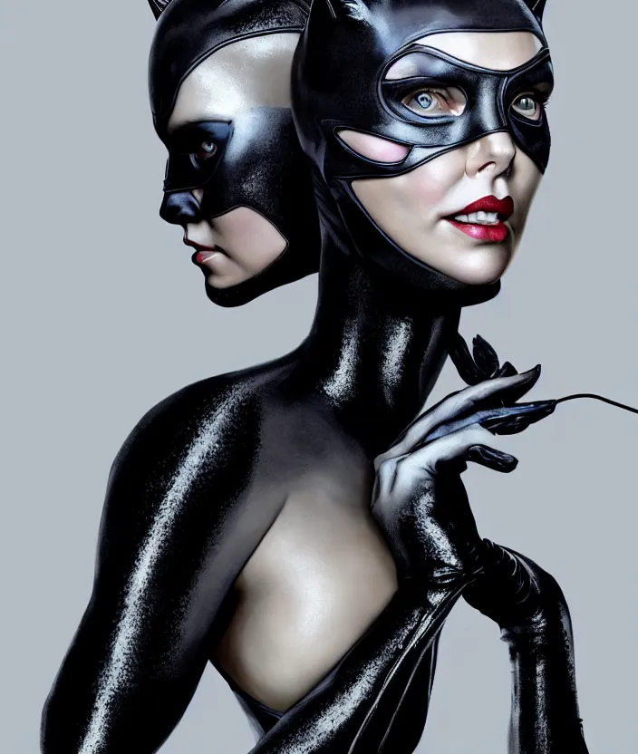 Image similar to portrait of charlize theron as catwoman. photograph. hd, 4 k. intricate artwork. by tooth wu, wlop, beeple, dan mumford. octane render, trending on artstation, greg rutkowski very coherent symmetrical artwork. cinematic, hyper realism, high detail, octane render, 8 k, iridescent accents.