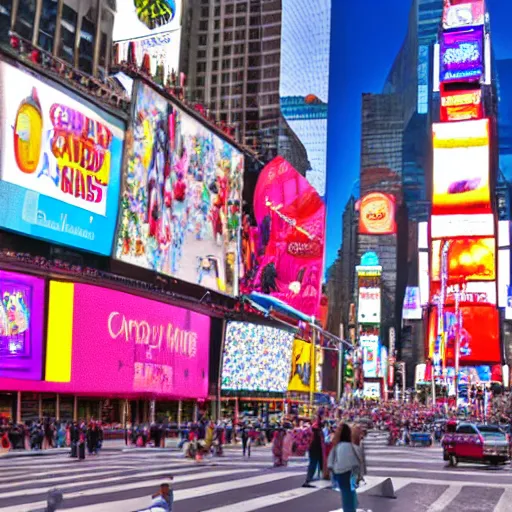 Prompt: a big candyland shop in times square