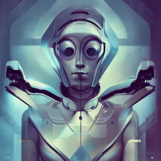 Image similar to scifi futurism automaton minimalism chrome by peter mohrbacher art Hajime Sorayama airbrush hyperrealism model abstract shatter fragments cubism futurism pastel blue soft flat minimal minimalism portrait face jackson pollock ukiyo-e lithograph