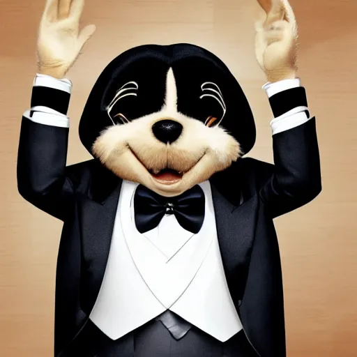 Image similar to sharpay wearing a tuxedo