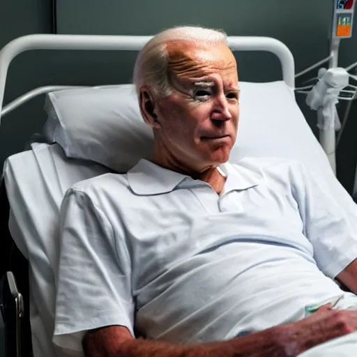 Image similar to Joe Biden sitting in a hospital bed